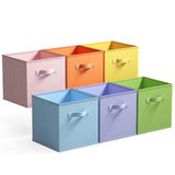 GRANNY SAYS Kubus opbergdozen, 6 Pak stoffen opbergkubussen 27 x 27 cm, opvouwbare opbergkubus met handvat opbergen en organiseren, cube storage boxes, fabric storage cubes - Kleurrijke