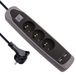 Energaline stekkerdoos met 3 stopcontacten en 2 USB-afdekking van silicone. 2 m grijs.