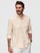 OMBRE Overhemd - Slim Fit - Linnen - Lange Mouw - Crème - Maat S