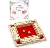 Flero Shut The Box, Houten Dobbelspel, Klepspel - 4 Spelers Familie Bordspel met Dobbelstenen en Vierkant Houten Bord - Montessori Tactiek- en Rekenspel voor Kinderen en Volwassenen vanaf 3 Jaar (Rood)