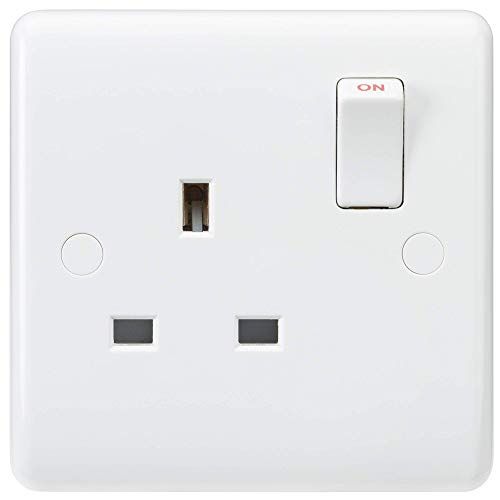 Knightsbridge Knightsbridge schakelaar, met gebogen randen 13 A, 1 G, DP stopcontact. wit
