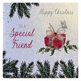 WHITE COTTON CARDS X64 Happy Christmas To A Special Friend handgemaakte kerstkaart met cadeau ontwerp, wit, 16 cm x 16 cm