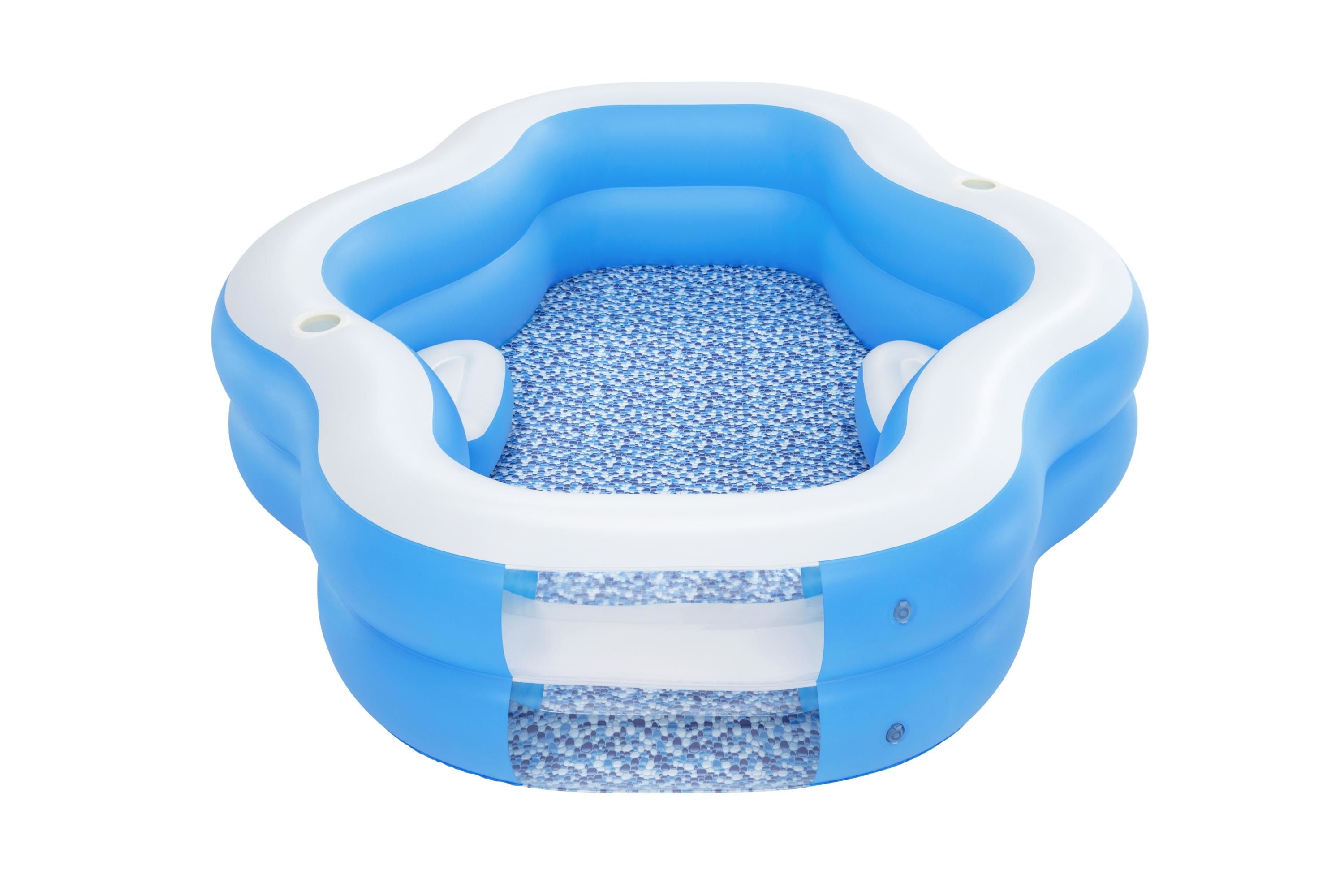 Bestway Splashview Oval Inflatable Family Pool with Window - Blue & White