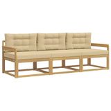 vidaXL Buiten bankenset 3 st Wit en Beige Polyester