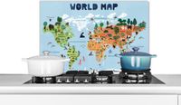 KitchenYeah Spatscherm keuken 60x40 cm - Wereldkaart - Aluminium