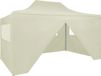 vidaXL Partytent met 4 zijwanden, inklapbaar, 3x4 m, staal, crème