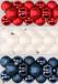 Decoris Kaemingk B.V. 48x stuks kunststof kerstballen mix van rood, wit en blauw 4 cm