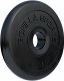 Gorilla Sports Halterschijf - Gewichtschijf - Rubber - 30 mm - 1,25 kg