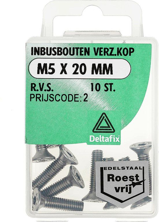Deltafix Inb.bout verz.kop m5x20mm rvs 10st