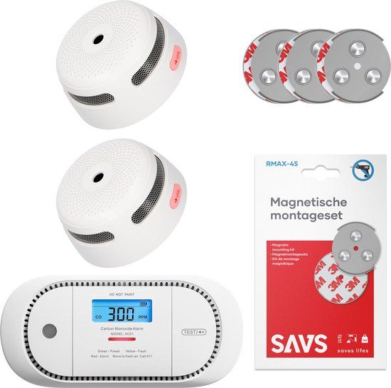 X-Sense Brandpreventieset - 2 Rookmelders & 1 Koolmonoxidemelder - 10 Jaar Batterij - Magnetische Montage