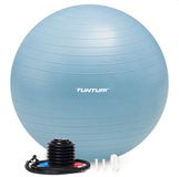 Tunturi Anti Burst Fitness bal met Pomp - Yoga bal 55 cm - Pilates bal - Zwangerschapsbal – 220 kg gebruikersgewicht - Incl Trainingsapp – Lichtblauw