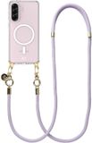 AVY Hoesje geschikt voor Samsung Galaxy A56 / A36 | Compatibel met MagSafe | Clear Case met Telefoonkoord 130CM | Crossbody Tressé Purple