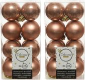 Decoris Boules de Noël - 32 pièces - Terra Brun - 4 cm - Plastique