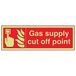 VSafety Glow In The Dark Gas Supply Cut Off Point Sign - 300mm x 100mm - Rigid Plastic
