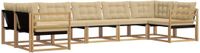 vidaXL Hoek loungeset 7-delig Wit en Beige Acacia Hout