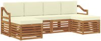 vidaXL Bank loungeset 6-delig Natuurlijk en Crème Acacia Hout