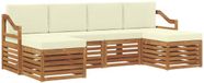 vidaXL Bank loungeset 6-delig Natuurlijk en Crème Acacia Hout