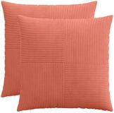 vidaXL - Kussensloop - 2 stuks - ALMELO - Rood-oranje - 80 x 80 cm - Katoensatijn