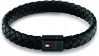 Tommy Hilfiger TJ2790331 Heren Armband - Leer/Staal - Zwart - 19 cm