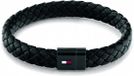 Tommy Hilfiger TJ2790331 Heren Armband - Leer/Staal - Zwart - 19 cm