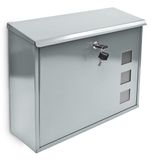 Relaxdays Wandbrievenbus met slot, staal, zilver, 330 x 105 x 345 mm