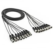Gear4music 8 x XLR (M) - XLR (V) Kabelboom, 3 meter