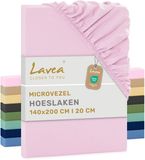 Lavea® Hoeslaken 140x200 cm – zachte en ademende microvezel – voor matrassen tot 20 cm – met elastiek rondom – oeko-tex gecertificeerd – Roze