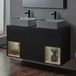 Hudson Reed Meuble double vasque suspendu - Avec niches - 120 cm – Vasque rectangulaire – Gris noir – Avec lumière LED – Design moderne – Hoxton