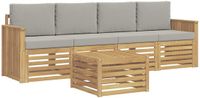 vidaXL Buiten bankenset 5 st Wit en Lichtgrijs Polyester