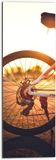 Merkloos / Sans marque Dibond Foto op Aluminium - Zonnestralen door Wiel van Fiets - 30x90 cm - Wanddecoratie van metaal