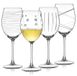 Elzusha - Verre à vin soufflé à la main Ensemble de 4 avec rayures gravées