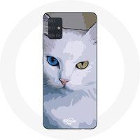 Maniacase Tasje voor Samsung Galaxy A71 Turkse van Kat blauw oog en geel oog