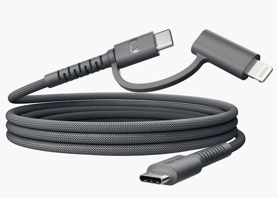 Fresh 'n Rebel FlexWave Combo Oplaadkabel - USB-C + Apple Lightning - 2m - Storm Grey