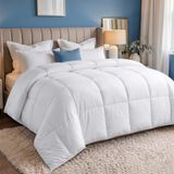 Utopia Bedding Lichtgewicht Dekbed 220x260 cm, Gewatteerd Met Polyester Vulling, Zacht Zomerdekbed Met Hoeklabels, Doos Gestikt Alternatief Dekbed (Wit)