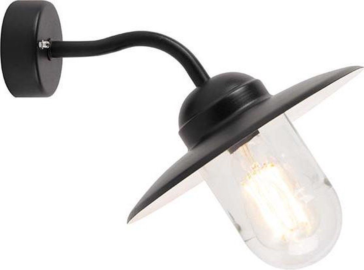 QAZQA Munich - Industriele Wandlamp voor buiten - 1 lichts - D 360 mm - Zwart