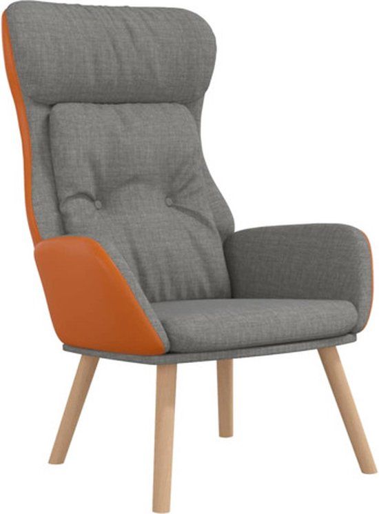 vidaXL Relaxstoel stof en PVC lichtgrijs