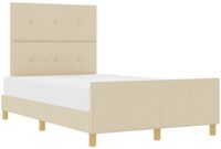 vidaXL Bedframe met hoofdeinde Crème 120 x 190 cm Stof