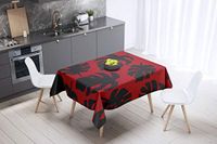 Bonamaison Tafelkleed, Anti-Mold, Sneldrogend, Waterdicht, 100% Polyester Tafellaken, rood Zwart, 140 x 140 Cm