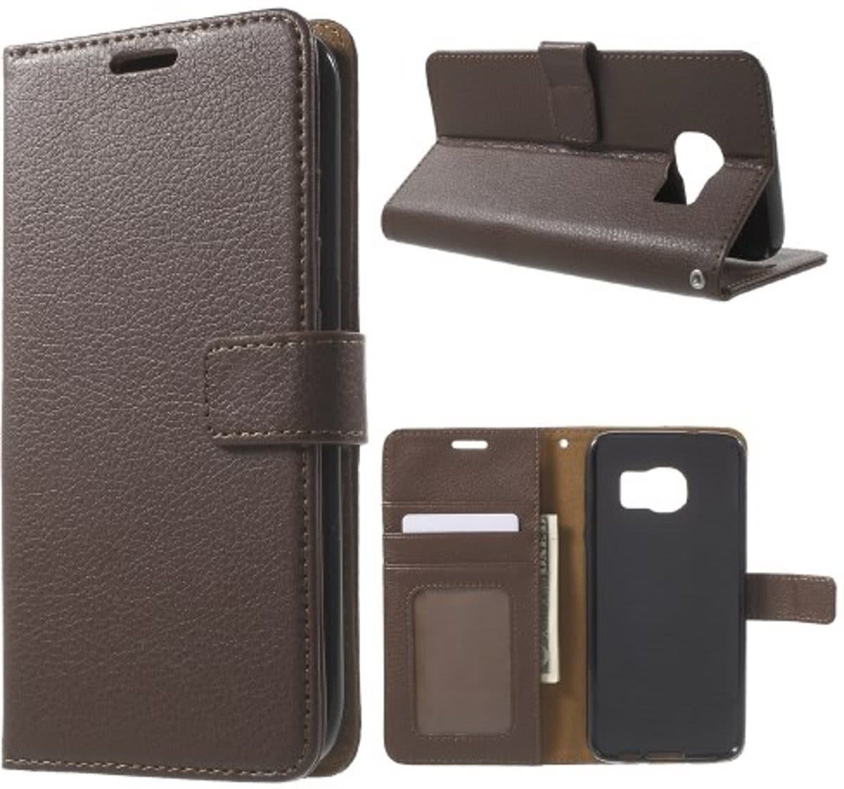 Panda - Litchi Cover wallet case hoesje Samsung Galaxy S7 Edge bruin
