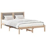 vidaXL Bedframe met hoofdeinde, taupe, 160 x 200 cm, massief grenen
