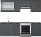 Vicco Fame-Line Meuble de cuisine complet – 240 cm, WB anthracite anthracite style champêtre/blanc