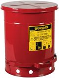 Stalen Justrite Stalen Olie-Afvalbak met Voetbediend Deksel, 38 L, Rood