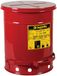 Stalen Justrite Stalen Olie-Afvalbak met Voetbediend Deksel, 38 L, Rood