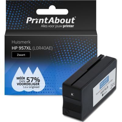 PrintAbout Huismerk 957XL (L0R40AE) Zwart | Compatibel met HP