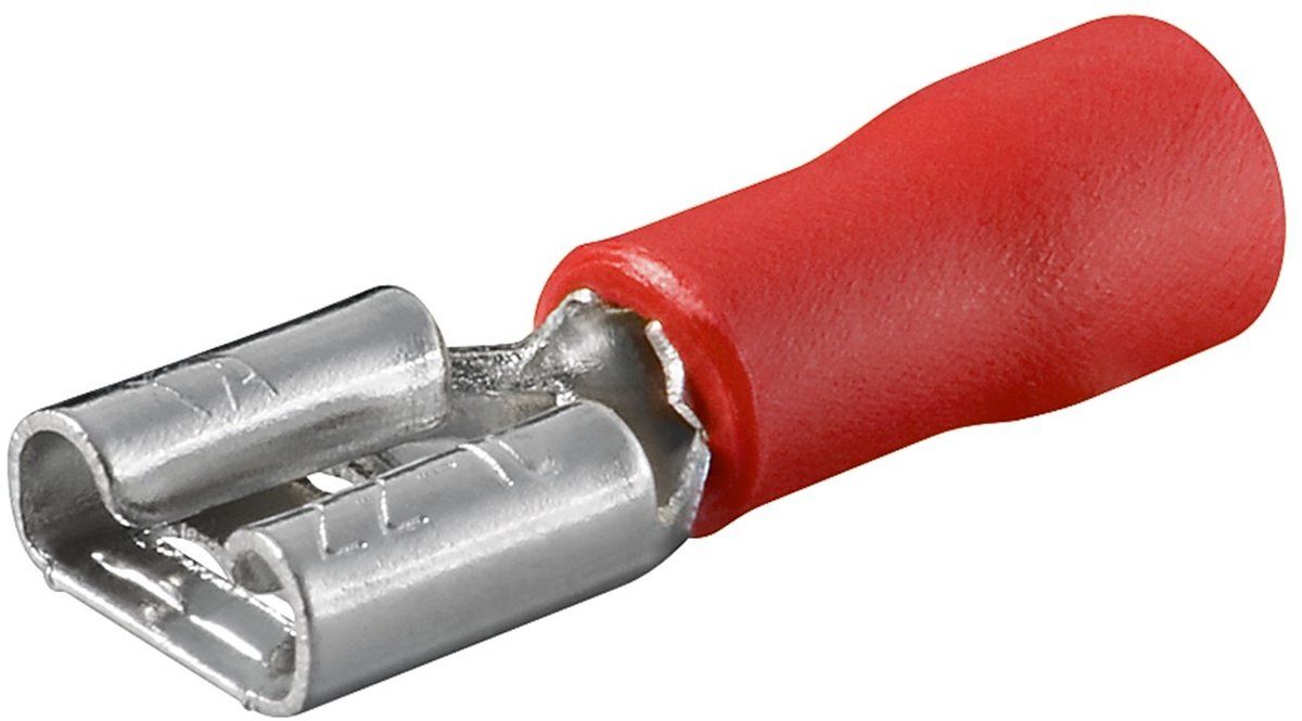 Fixpoint 17002 platte stekkerhuls, steekmaat 6,4 mm x 0,8 mm, 10 A, rood (verpakking van 100)