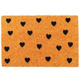 Relaxdays kokosmat 60x40, deurmat met hartjes, antislip, meerkleurig