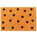 Relaxdays kokosmat 60x40, deurmat met hartjes, antislip, meerkleurig