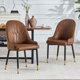 MODFU - Eetkamerstoelen Set Van 2 - Ergonomisch - Bruin Zwart
