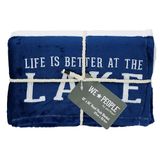 Pavilion Gift Company Life Is Better At The Lake-Blue & White Plaid, geborduurd, 127 x 152 cm, blauw