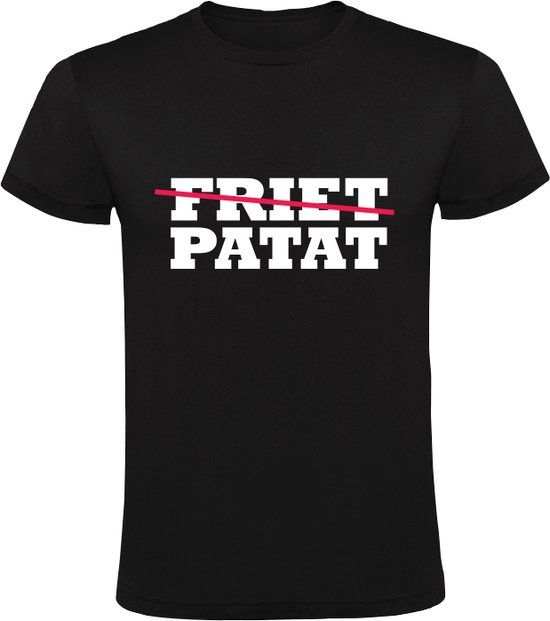 Friet of Patat Heren T-shirt - Zwart - 3XL